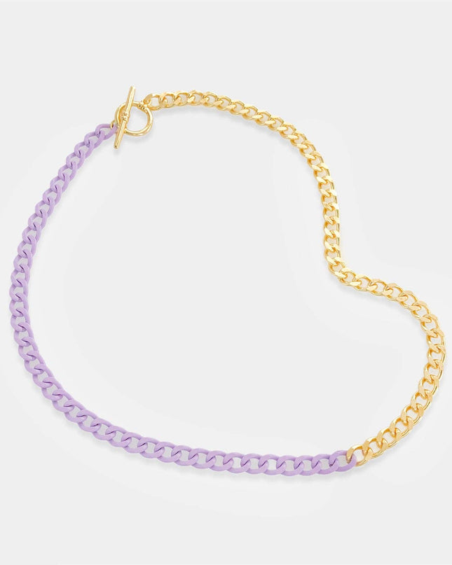 Lavender Half Enamel Chain Necklace