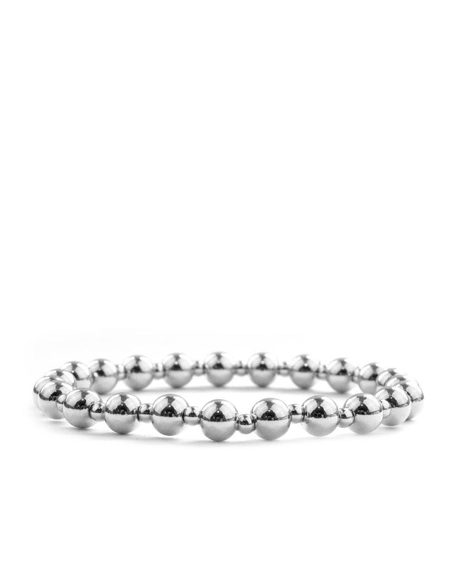 Silver Multi-Size Metal Beaded Stretch Bracelet