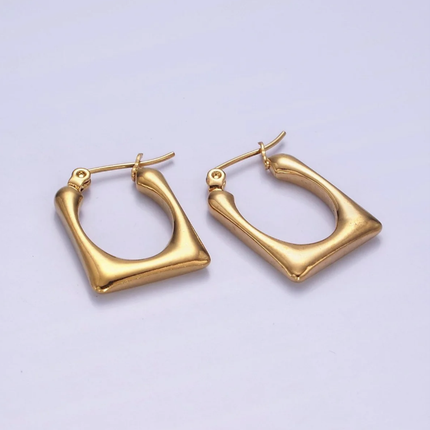 Rectangular Minimalist Latch Hoop Earrings