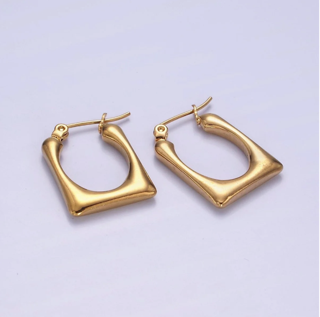 Rectangular Minimalist Latch Hoop Earrings