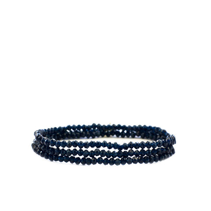 Navy Mini Stretch Crystal Beaded Wrap Bracelet