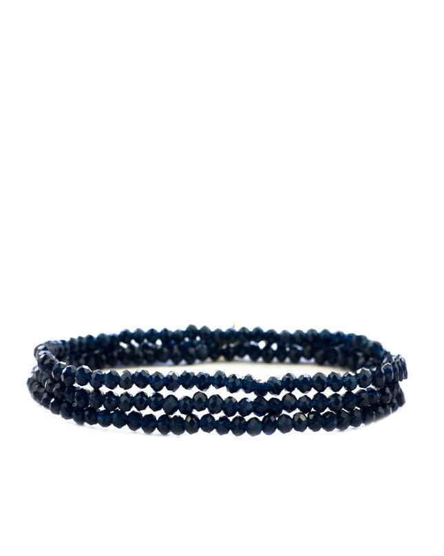 Navy Mini Stretch Crystal Beaded Wrap Bracelet