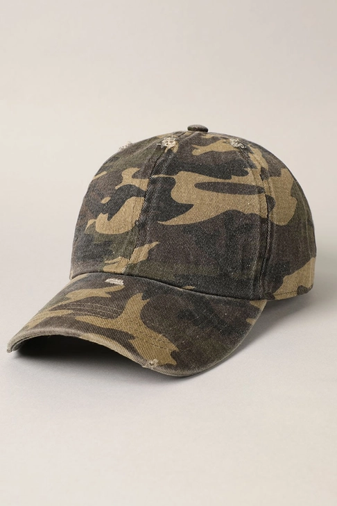 Camouflage Distressed Cotton Baseball Cap Hat