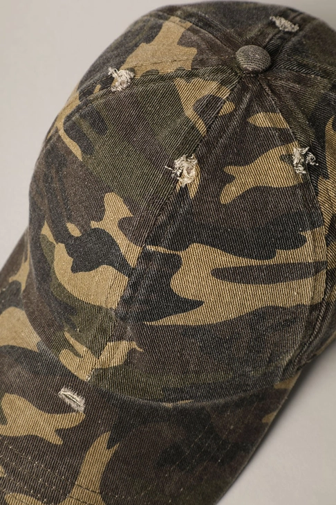 Camouflage Distressed Cotton Baseball Cap Hat