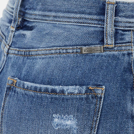 Distressed Denim A-line Mini Skirt