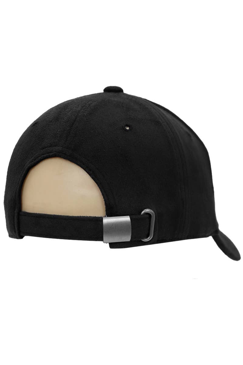 Black Premium Faux Suede Baseball Cap