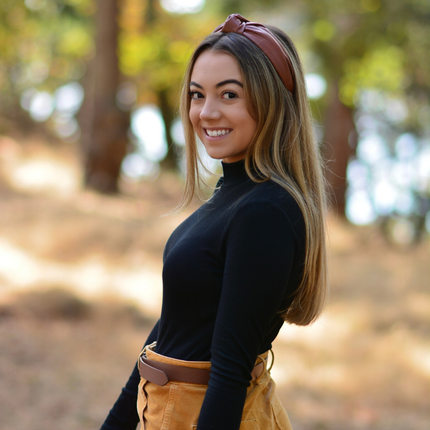 Brown Top Knot Leather Headband