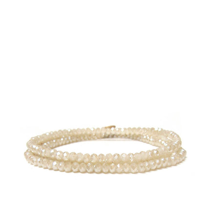 Champagne Stretch Crystal Beaded Wrap Bracelet