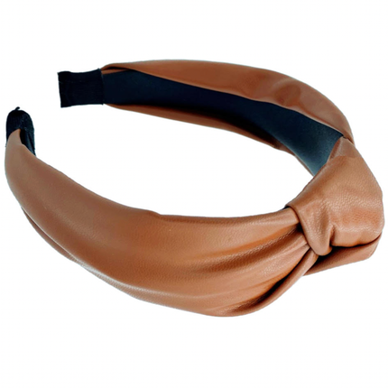Brown Top Knot Leather Headband