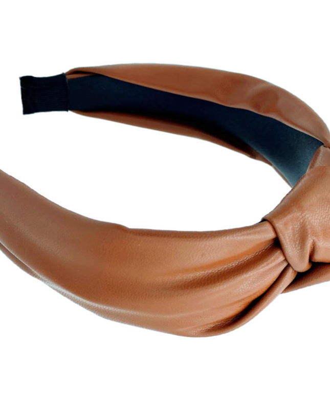 Brown Top Knot Leather Headband