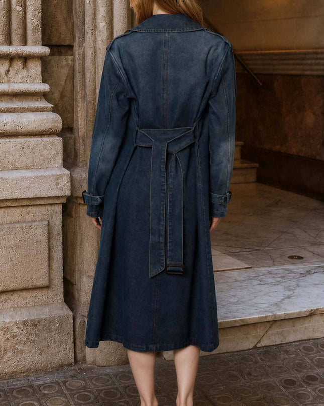 Pre-Order Denim Long Trench Coat