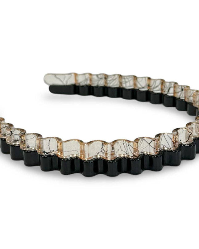 Black and Clear Wavy Headband Set