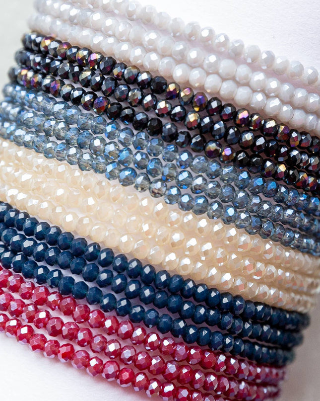 Navy Mini Stretch Crystal Beaded Wrap Bracelet