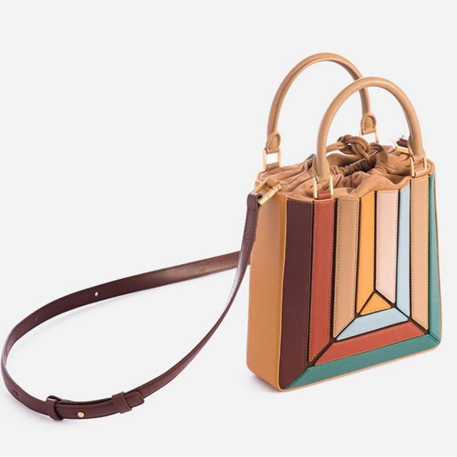 Multi Color Spliced Shoulder Handbag