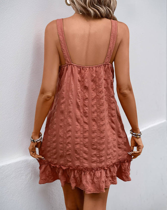 Clay Textured Button Detail Dress - Shop Simply Apparel