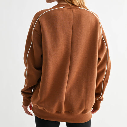 Side Stripe Fleece Crewneck - Shop Simply Apparel