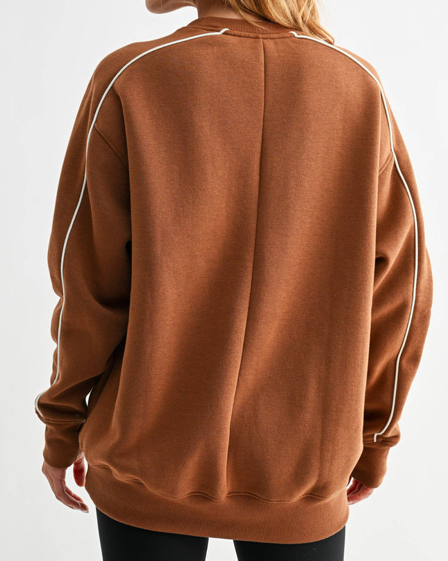 Side Stripe Fleece Crewneck - Shop Simply Apparel