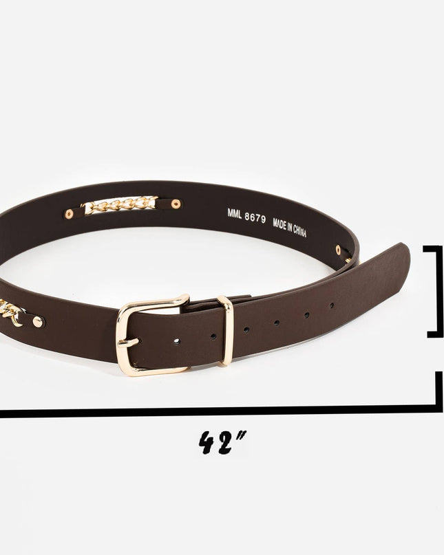 Black Faux Leather Chain Belt - Shop Simply Apparel