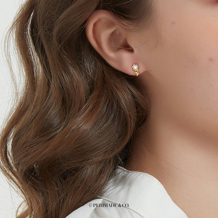 Silver Dainty Tulip Flower Stud Earrings