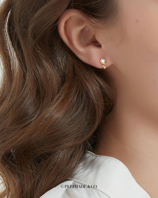 Gold Dainty Tulip Flower Stud Earrings