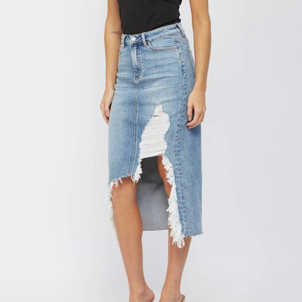 High Waisted Denim Skirt - Shop Simply Apparel
