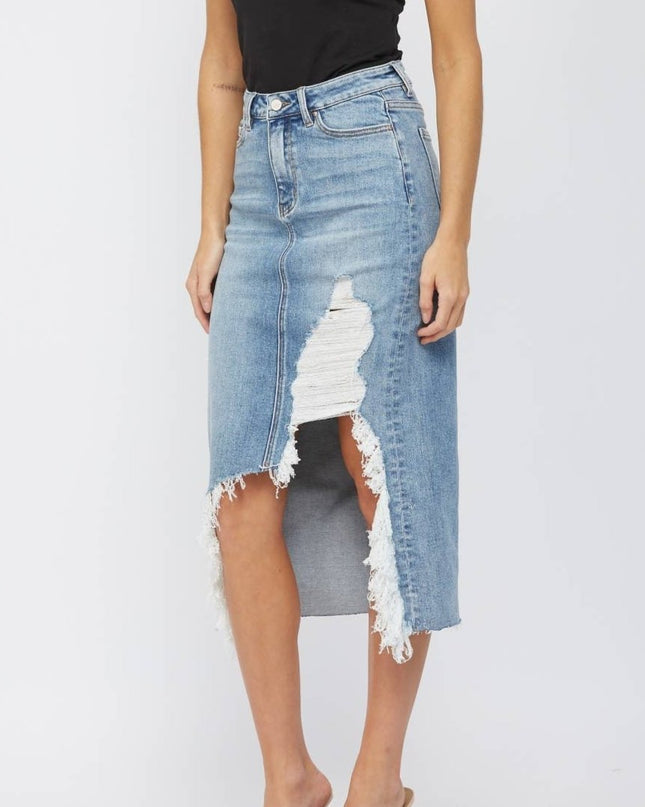 High Waisted Denim Skirt - Shop Simply Apparel
