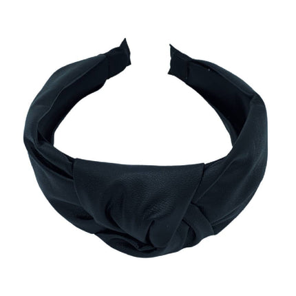 Black Top Knot Leather Headband