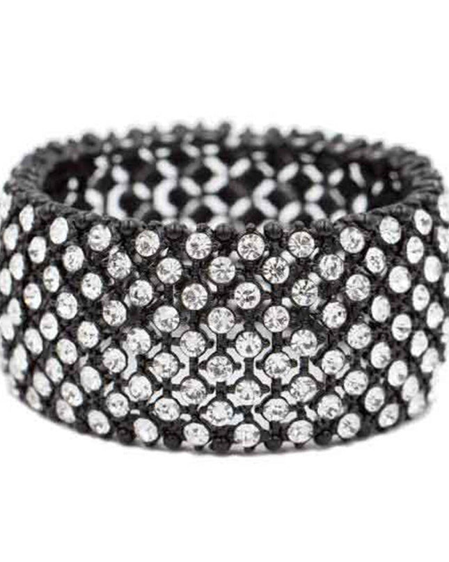 Black and White Stretch Crystal Bracelet