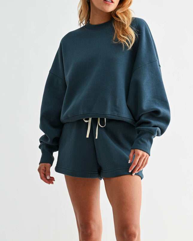 CloudWalk Balloon Sleeve Fleece Crewneck - Shop Simply Apparel