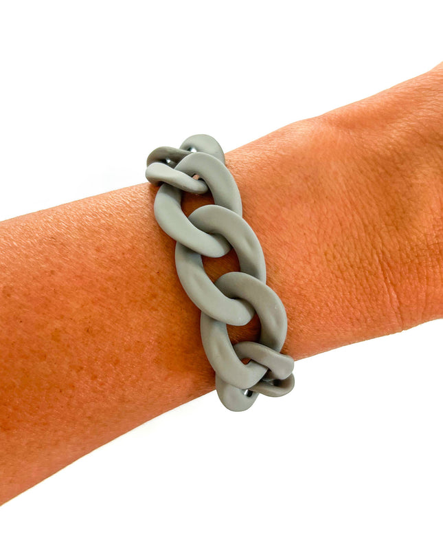 Matte Gray Chunky Acrylic Chain Link Bracelet - Shop Simply Apparel