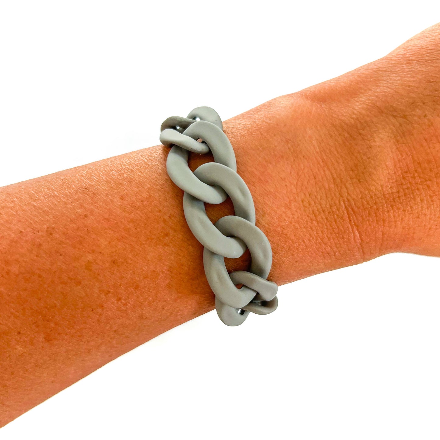 Matte Gray Chunky Acrylic Chain Link Bracelet