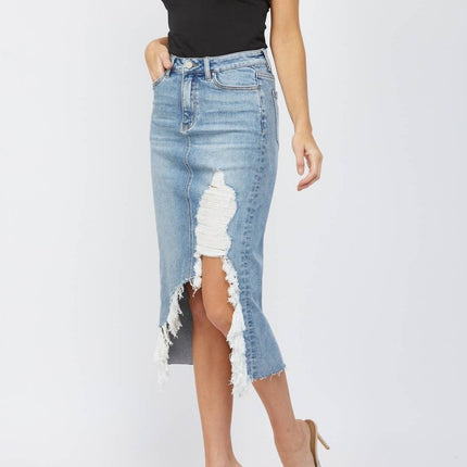 High Waisted Denim Skirt - Shop Simply Apparel