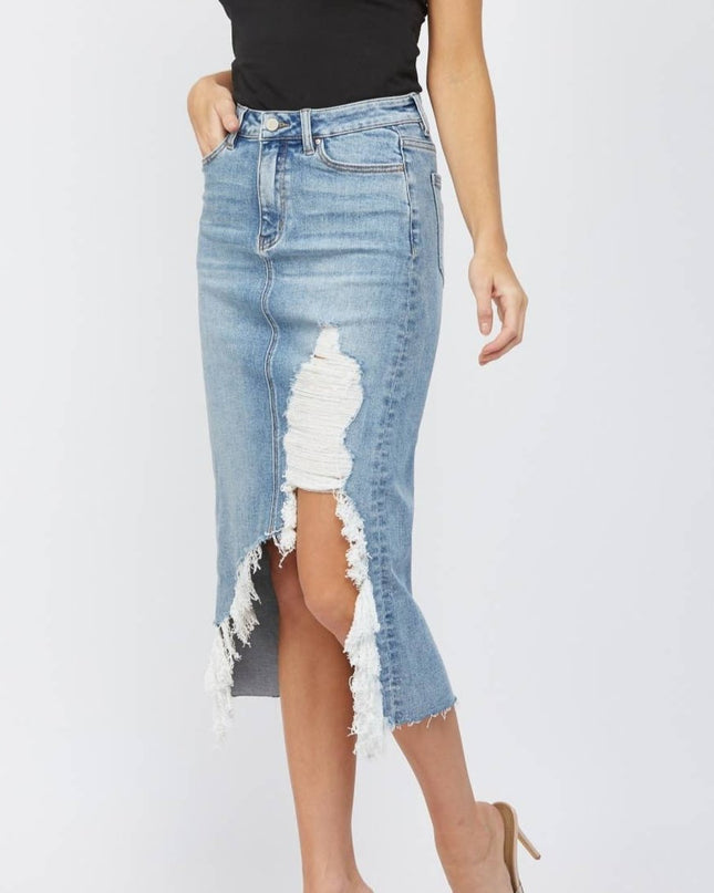High Waisted Denim Skirt - Shop Simply Apparel