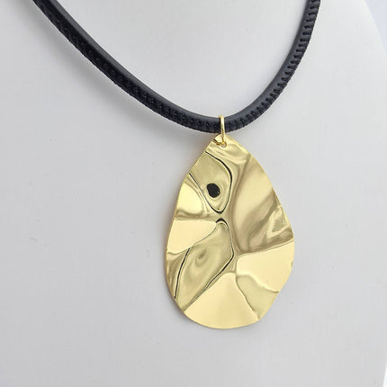 Black Adjustable Cord Necklace With Gold Pendant - Shop Simply Apparel