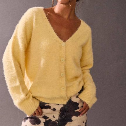 Light Yellow Soft Brushed Cardigan - Shop Simply Apparel