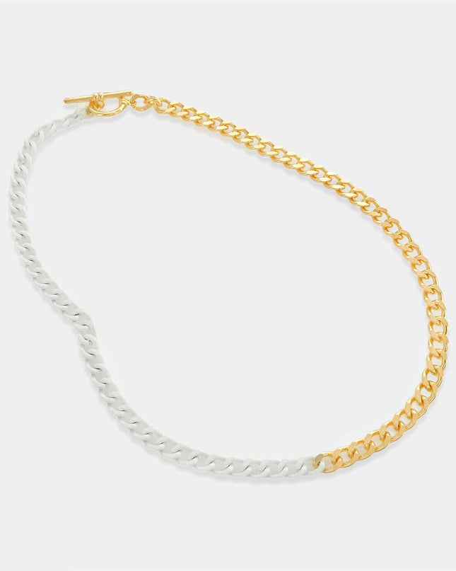 White Half Enamel Chain Necklace