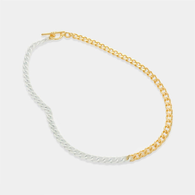 White Half Enamel Chain Necklace