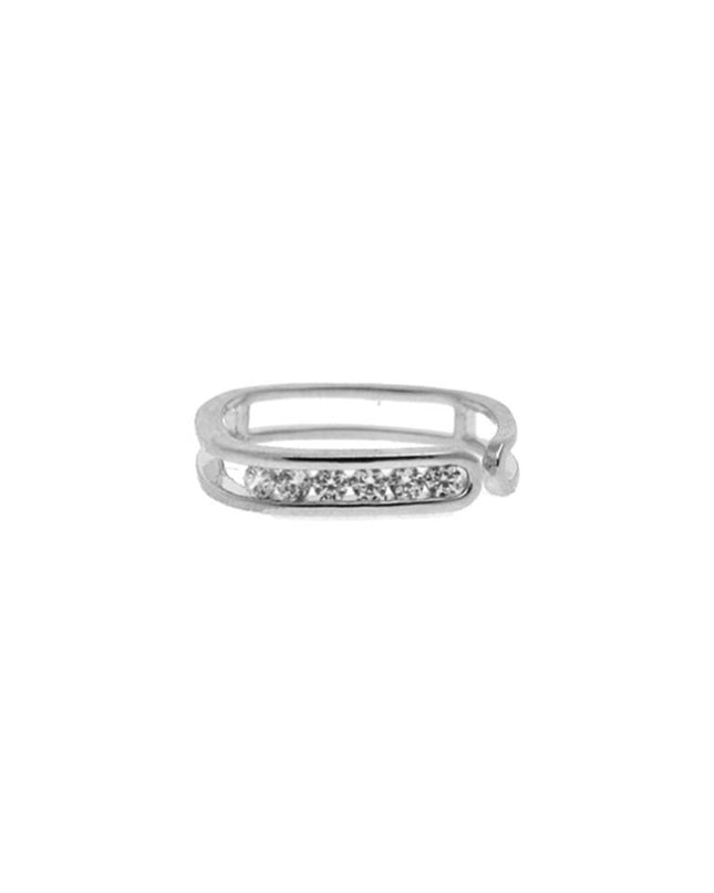 pave geo open bar adjustable ring silver
