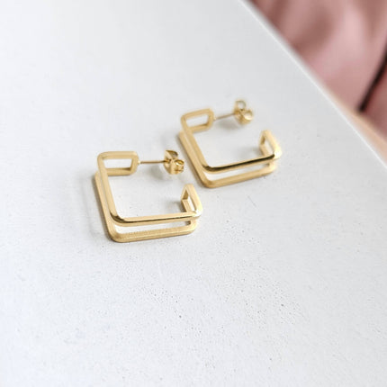 Square huggie hoops