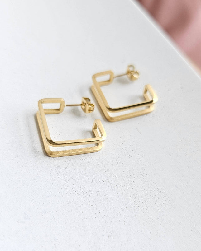 Square huggie hoops