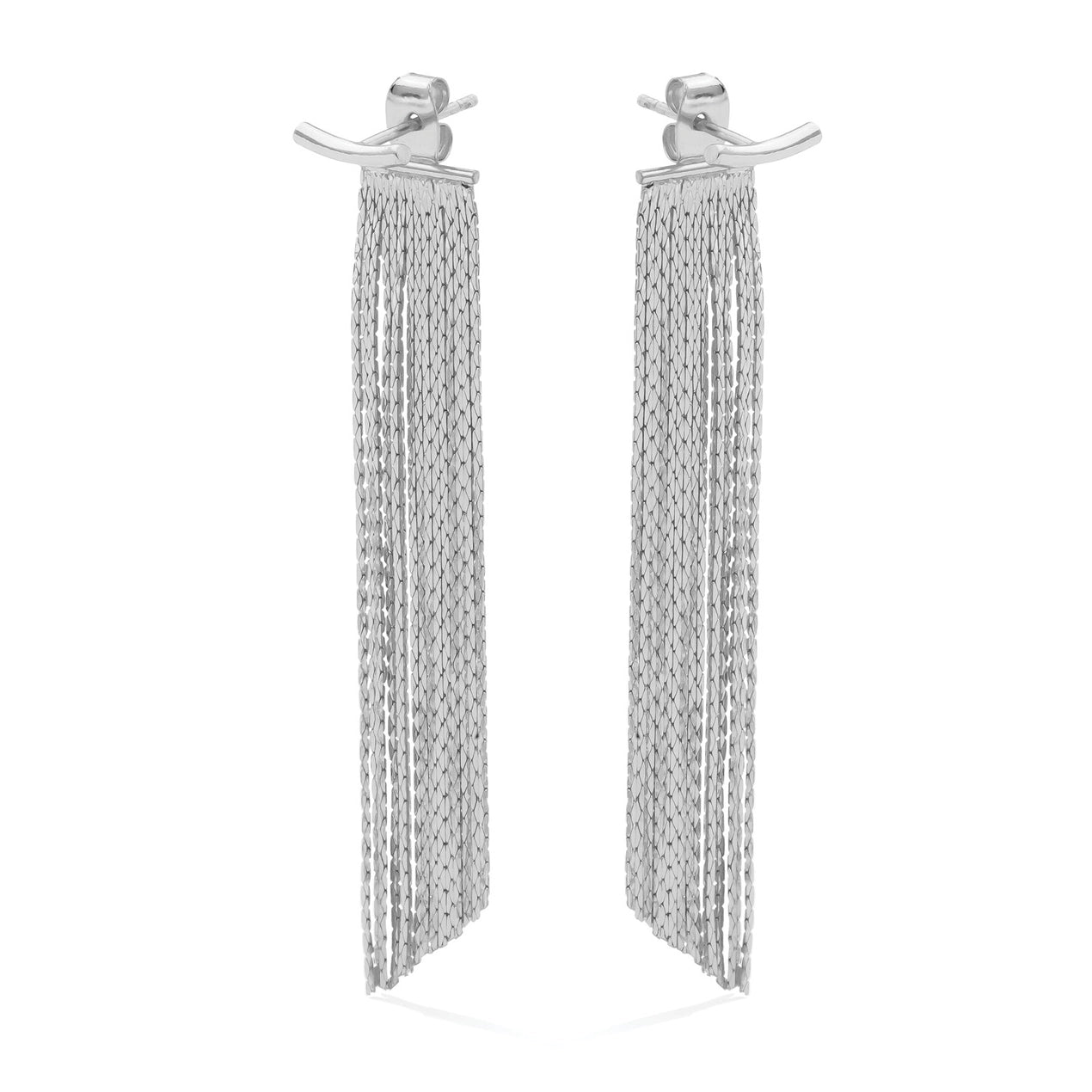 Silver Back Accented Long Earrings