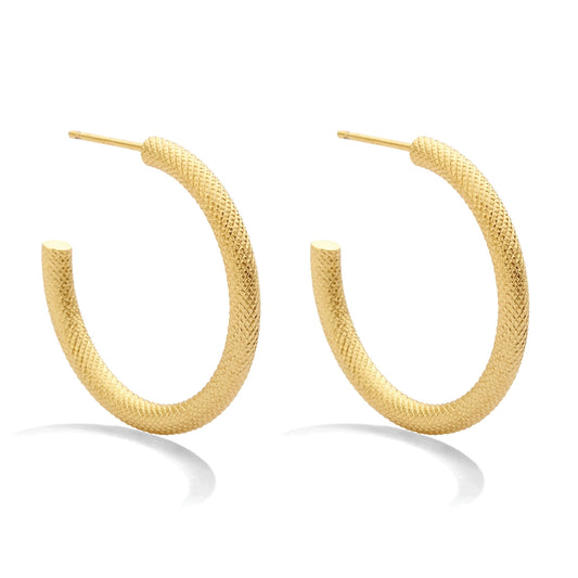 Gold Textured Medium Thick Hoops