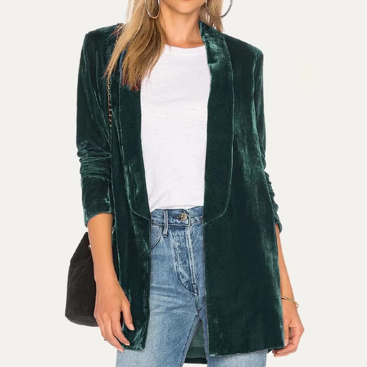 Dark Green Velvet Lightweight Blazer