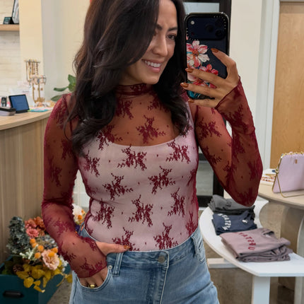 Wine Lace Top