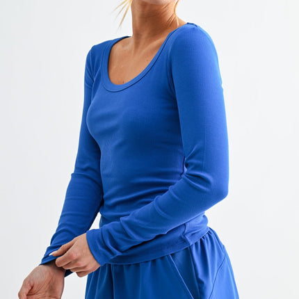 Royal Blue Scoop Neck Long Sleeve Top