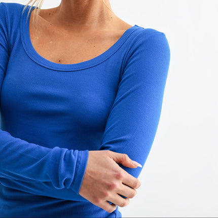 Deep Indigo Scoop Neck Long Sleeve Top - Shop Simply Apparel