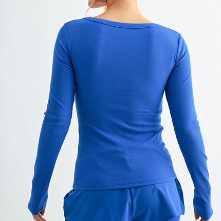 Deep Indigo Scoop Neck Long Sleeve Top - Shop Simply Apparel