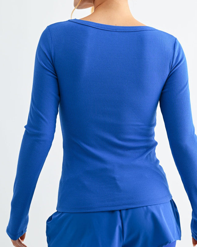 Deep Indigo Scoop Neck Long Sleeve Top - Shop Simply Apparel
