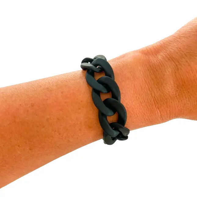 Matte Black Chunky Acrylic Chain Link Bracelet - Shop Simply Apparel