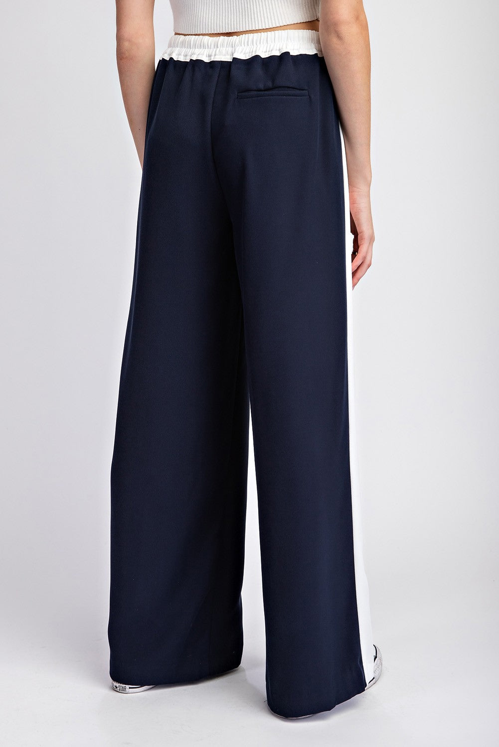 Navy Striped Straight Leg Pants